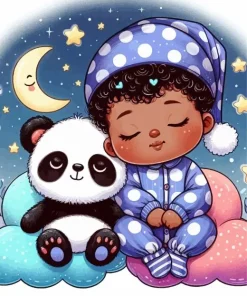 Baby Boy And Panda Paint By Numbers