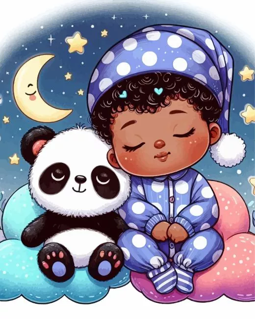 baby boy and panda paint by number Baby Boy And Panda Paint By Numbers