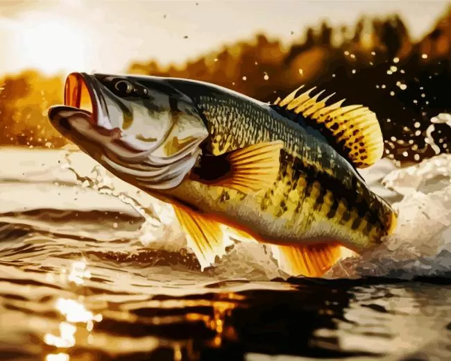 bass jumping out of water paint by numbers Bass Out Of Water Paint By Numbers