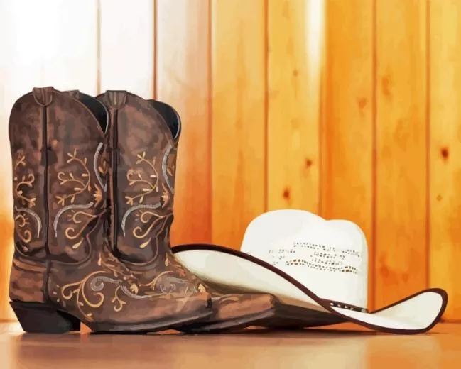 boots and cowboy hat paint by number Boots Cowboy Hat Paint By Numbers