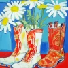 Boots With Daisies Paint By Numbers