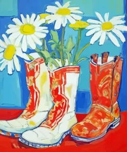 Boots With Daisies Paint By Numbers