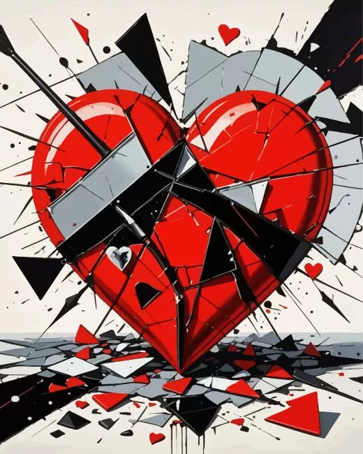 broken heart with arrow paint by numbers Heart With Arrow Paint By Numbers