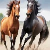 Brown Black Horses Paint By Numbers