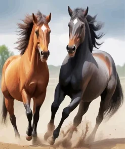Brown Black Horses Paint By Numbers