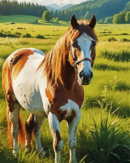 brown and white horse paint by numbers Brown White Horse Paint By Numbers