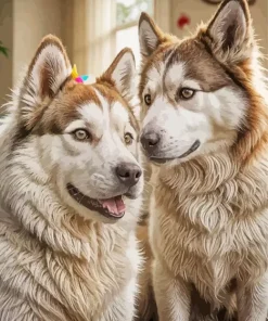 Brown White Huskies Paint By Numbers