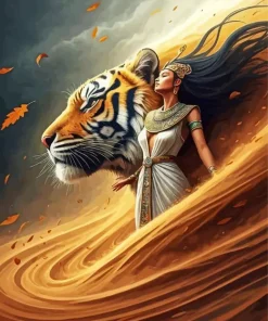 Tiger And Woman Paint By Numbers