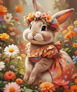 Flowers Bunny Paint By Numbers