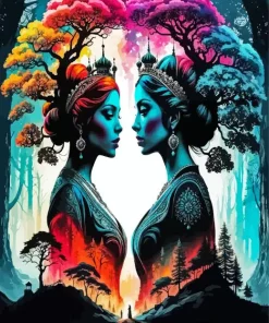 Princesses Silhouette Paint By Numbers
