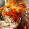 Abstract Orange Flowers Paint By Numbers
