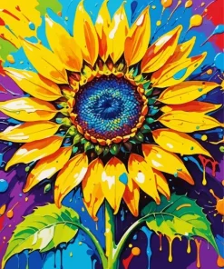 Abstract Sunflower Splash Paint By Numbers