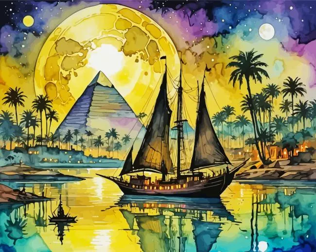 aesthetic egyptian landscape art paint by numbers Egyptian Landscape Paint By Numbers