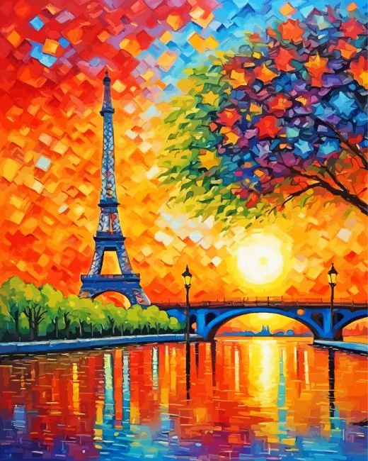 aesthetic eiffel tower sunset paint by numbers Eiffel Tower Sunset Paint By Numbers