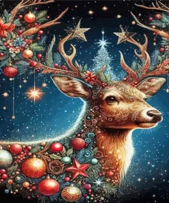 Aesthetic Elk Christmas Paint By Numbers