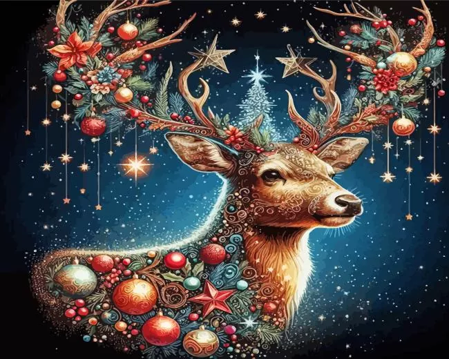 aesthetic elk christmas art paint by number Aesthetic Elk Christmas Paint By Numbers