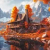 Fall Cabin Art Paint By Numbers