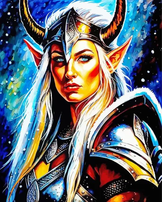 aesthetic female elf warrior art paint by number Female Elf Warrior Paint By Numbers