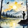Aesthetic Fishing Silhouette Paint By Numbers