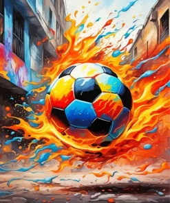 Flaming Soccer Ball Paint By Numbers