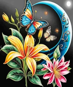 Flower With Butterfly Paint By Numbers