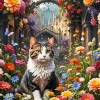 Flowers And Cat Paint By Numbers