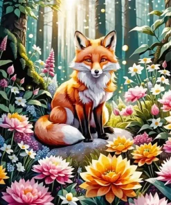 Flowers Fox Art Paint By Numbers
