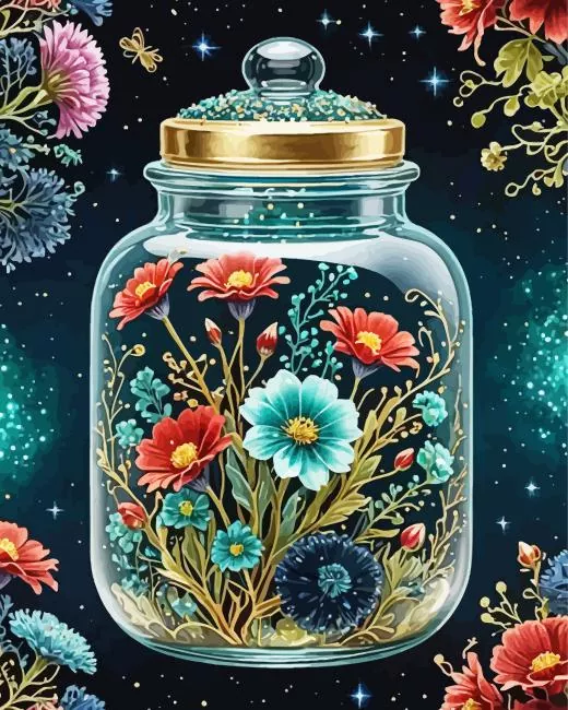 aesthetic flowers in a jar paint by numbers Flowers In A Jar Paint By Numbers