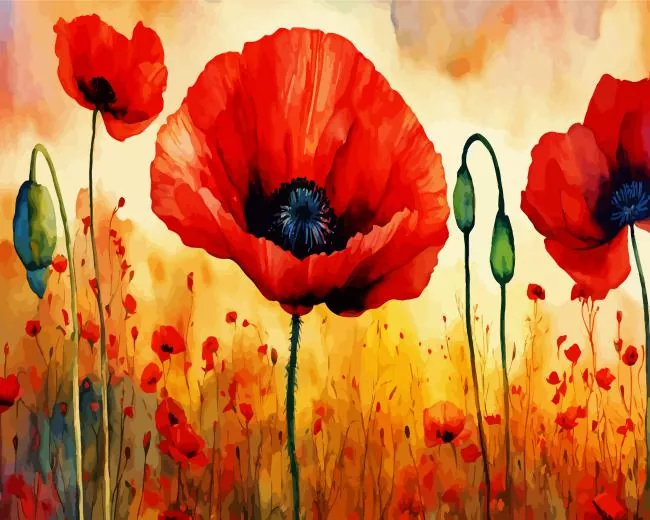 aesthetic flowers poppy art paint by numbers Flowers Poppy Art Paint By Numbers