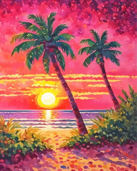 aesthetic pink sunset art paint by numbers Pink Sunset Art Paint By Numbers