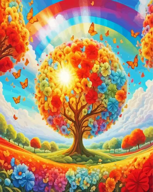 aesthetic rainbow tree art Paint By Numbers Aesthetic Rainbow Tree Paint By Numbers