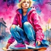 Skater Girl Art Paint By Numbers