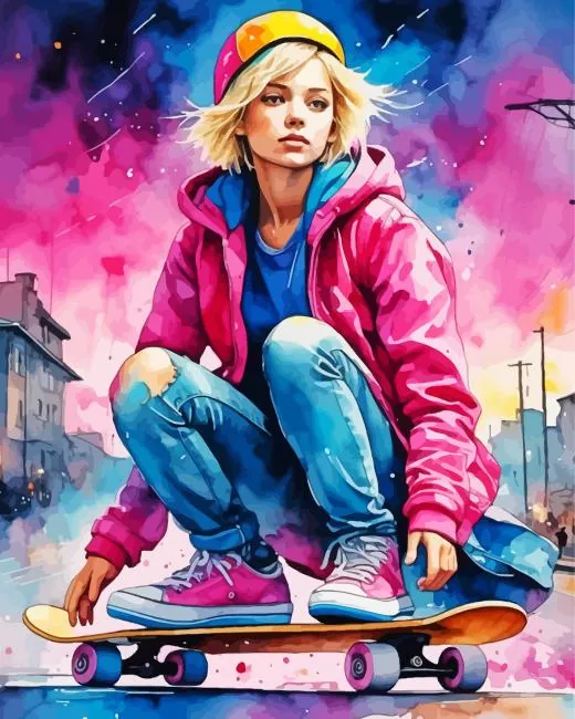 aesthetic skater girl art paint by numbers Skater Girl Art Paint By Numbers