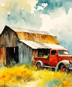 Truck Barn Art Paint By Numbers