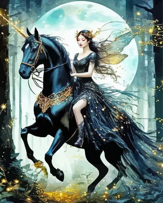 asian fairy and unicorn paint by number Fairy And Unicorn Paint By Numbers