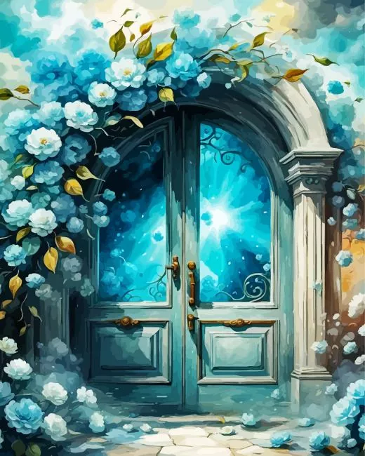 blue flower door paint by number Blue Flower Door Paint By Numbers
