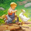 Boy And Duck Paint By Numbers