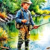 Boy Fishing Paint By Numbers