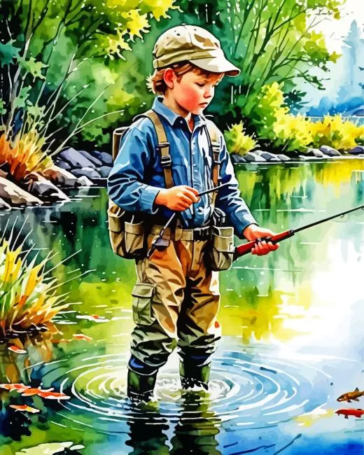 boy fishing paint by numbers Boy Fishing Paint By Numbers