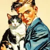 Boy Hugging Cat Paint By Numbers