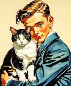 Boy Hugging Cat Paint By Numbers