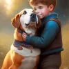 Boy Hugging Dog Paint By Numbers