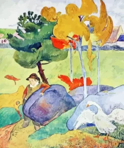 Boy With Goose Paint By Numbers