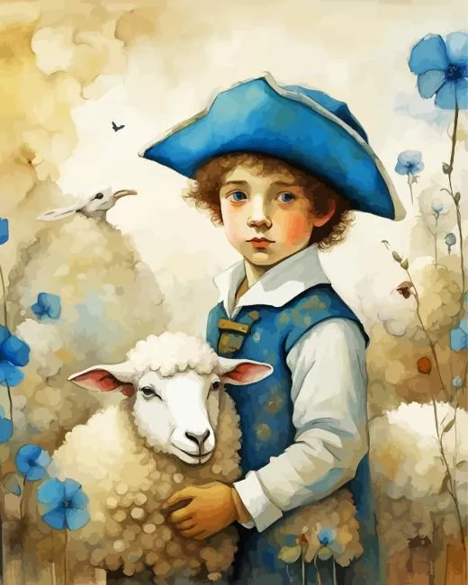 boy with sheep paint by numbers Boy With Sheep Paint By Numbers