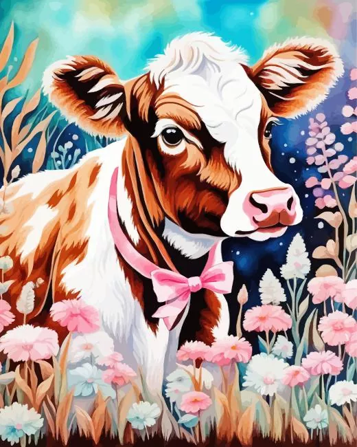 brown and white baby cow paint by number Brown Baby Cow Paint By Numbers