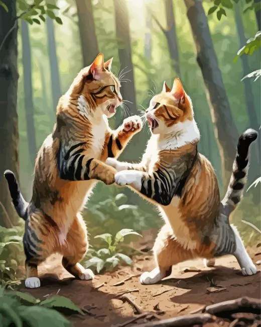 cats fighting Paint By Number Cats Fighting Paint By Numbers