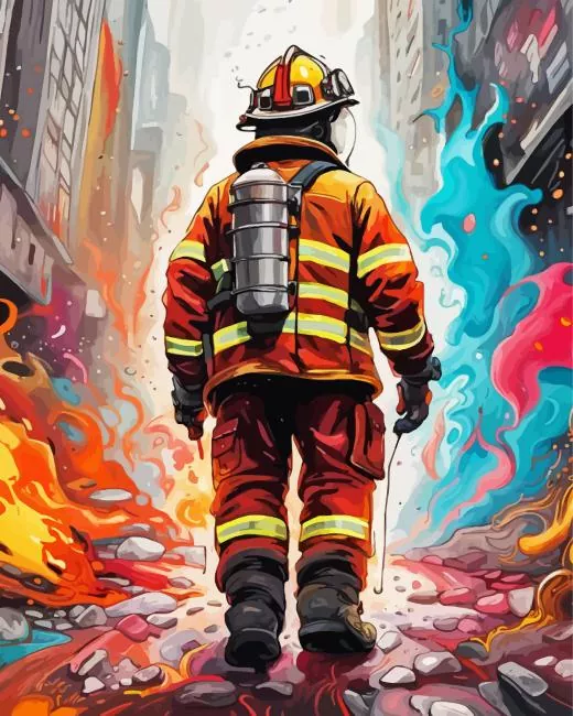 colorful firefighter paint by numbers Colorful Firefighter Paint By Numbers