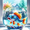 Cute Blue Fish Paint By Numbers