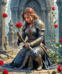 Female Holding Sword Paint By Numbers