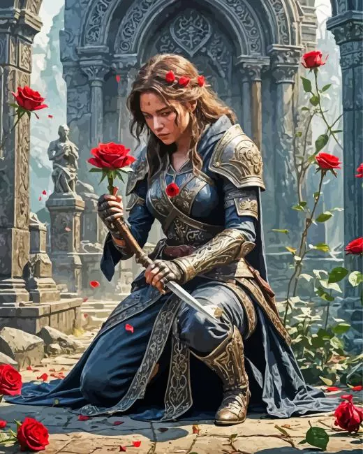 female holding sword art paint by numbers Female Holding Sword Paint By Numbers